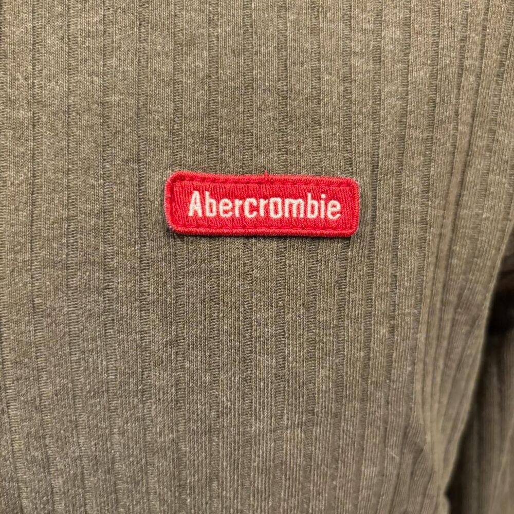 Abercrombie & Fitch Mens Vtg. Green Ribbed Long Sleeve Shirt 100% cotton Size M. - Picture 4 of 5